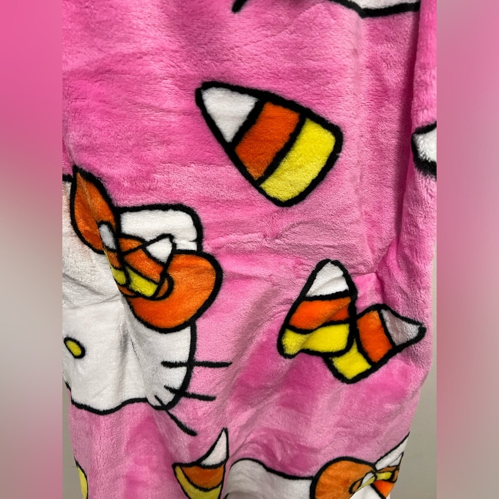 Halloween Pink Candy Corn Hello Kitty Blanket